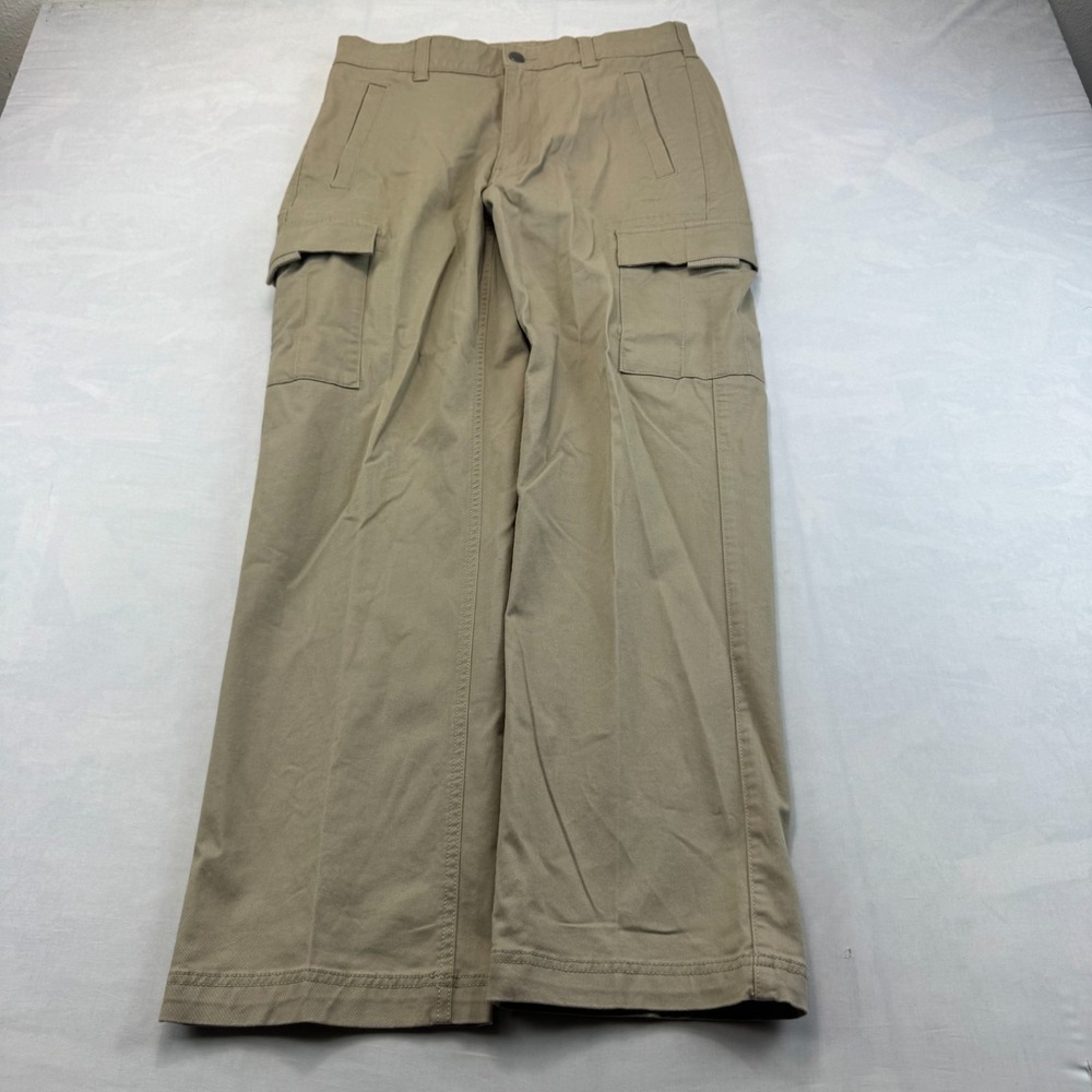 Roundtree & Yorke Cargo Pants Mens 32x30 Khaki Stretch Flat Front Hiking Outdoor